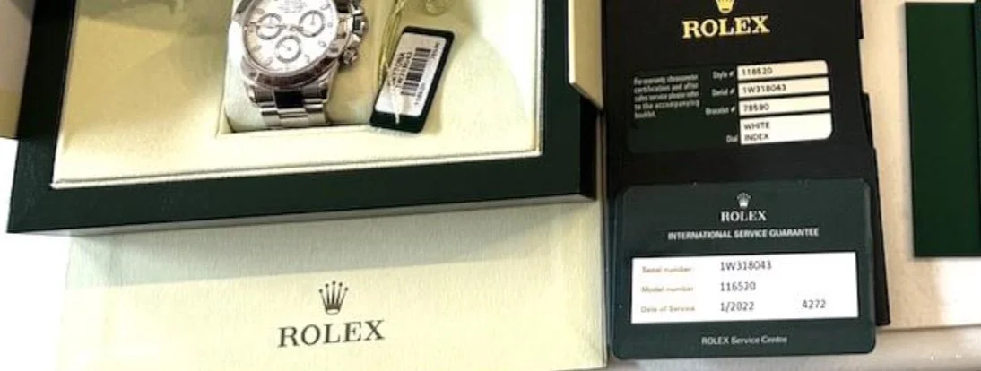 Rolex White Dial Daytona Reference 116520 Full Set with Service
